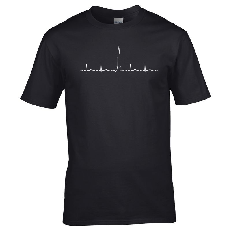 Férfi póló spacejunkie Saturn-V heartbeats