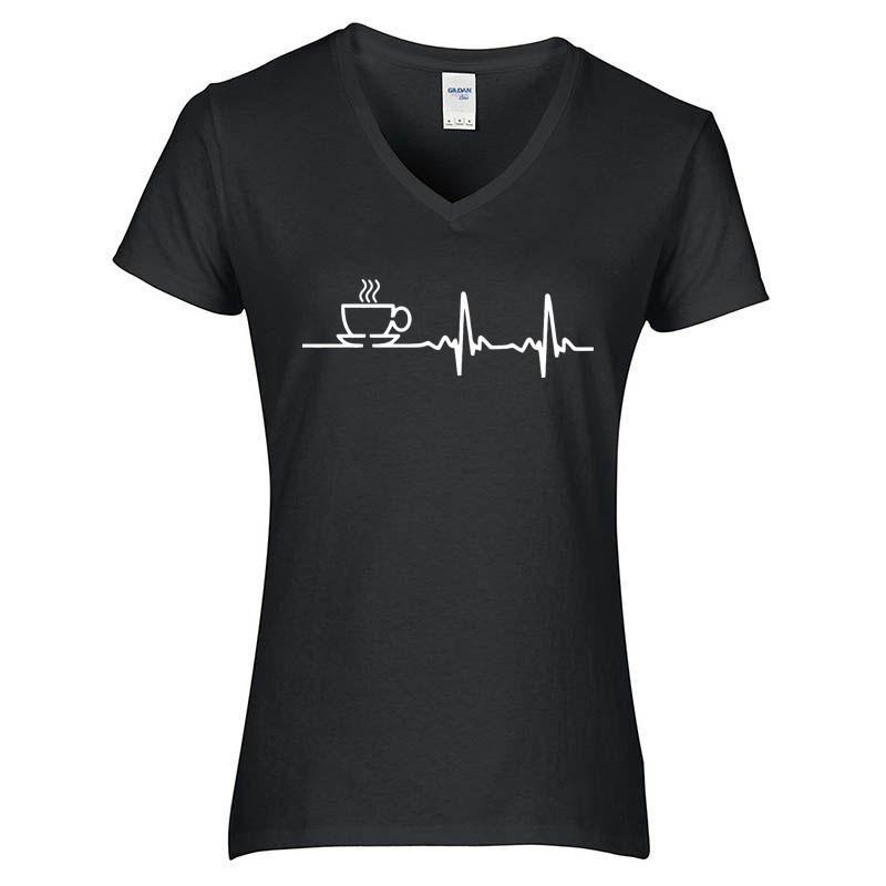 Női V-nyakú póló Coffee EKG