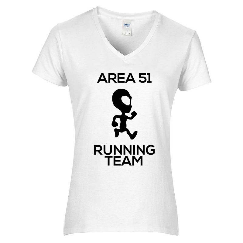 Női V-nyakú póló Area 51 running team