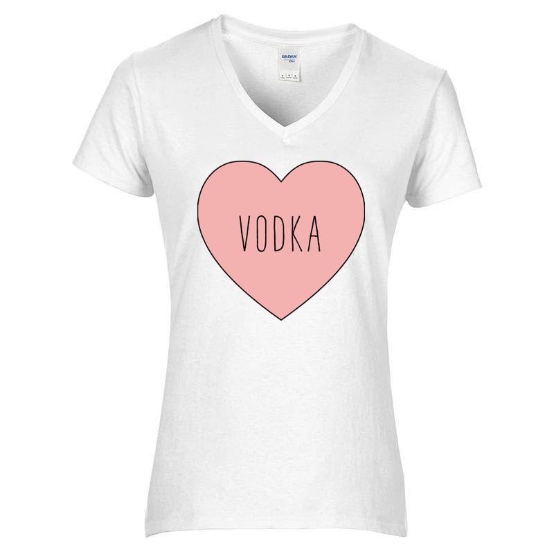 Női V-nyakú póló Vodka szív