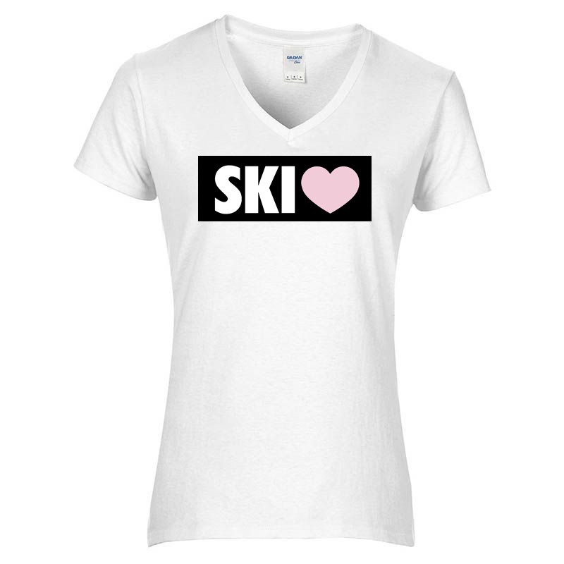 Női V-nyakú póló Ski Love