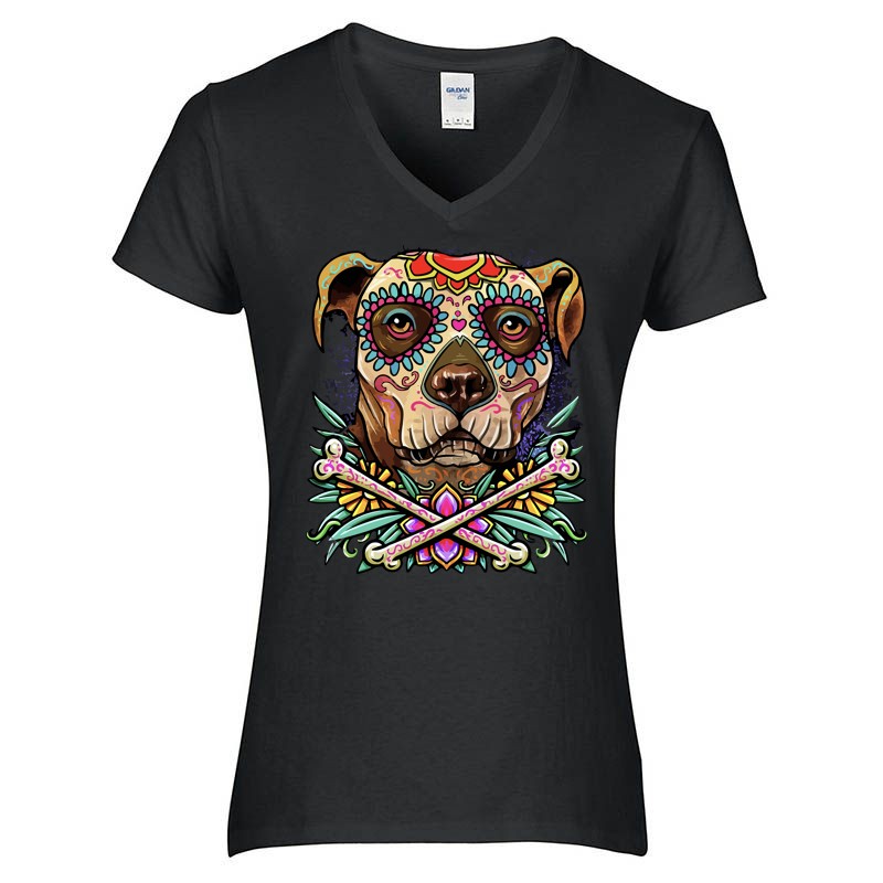 Női V-nyakú póló Color dog