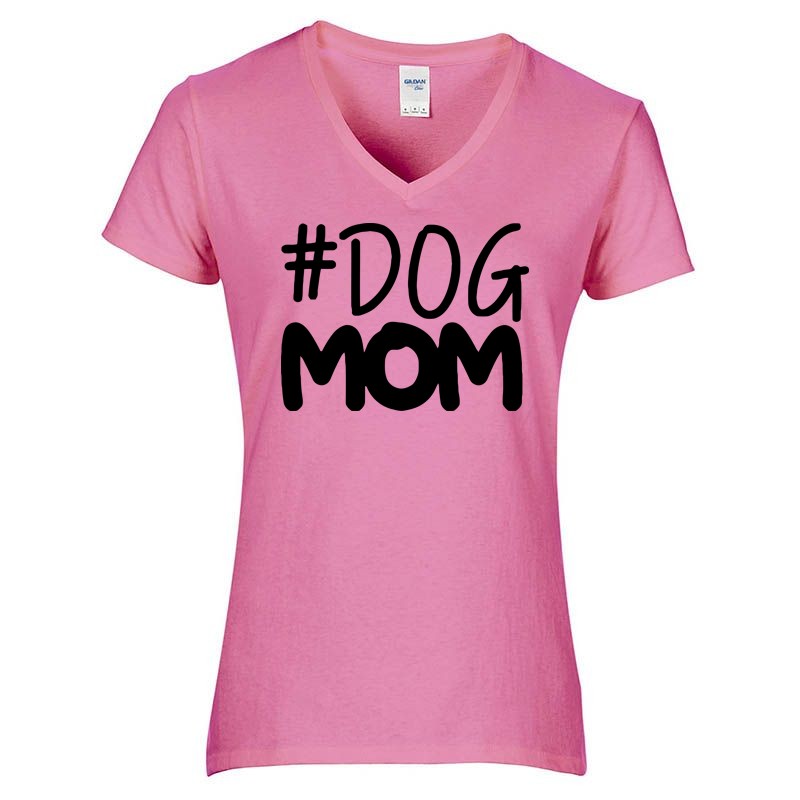 Női V-nyakú póló Fekete dog mom