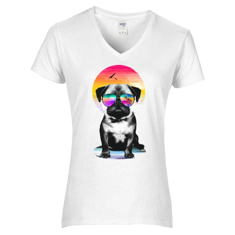 Női V-nyakú póló Summer dog